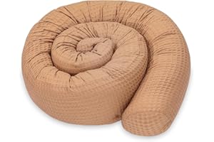 ‎TOTSY BABY Totsy Baby Seitenschläferkissen Bettschlange Body Pillow 300 cm Baumwolle Waffel- Kopfkissen lang Bettrolle Schlafkissen Nackenrolle Kissen Oeko-Tex Beige mit Weiß Sternen