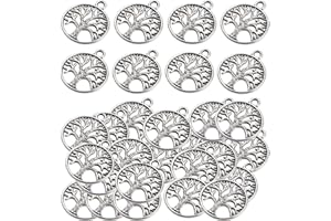MIZT 110 Stück Baum des Lebens Anhänger, Metall, Silber, Lebensbaum Gastgeschenke zum Verpacken von Geschenken, Ohrringe, Anhänger, Hochzeitsgeschenke, Kommuniongeschenke Dekorationen
