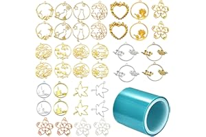 Allazone Open Bezel Charms, Mixed Alloy Frame Pendants for Resin Casting, Hollow Frames With Necklace for Jewelry Making Supplies