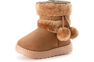 Yeeteepot Botas de Nieve para Niños Invierno Calentar Anti-Deslizante Botines Niñas Felpa Forradas Zapatos Cómodos Ligero Planas Zapatos Botas de Bebés Unisexo