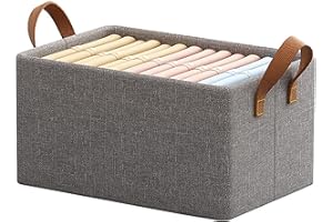 soynogya Faltbare Aufbewahrungskörbe, Leinen Stoff Aufbewahrungsbox Korb für Spielzeug, Kleidung, Zuhause, Wäsche (5-Sätze)