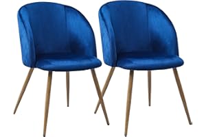 buybyroom 2 Sedie da Pranzo in Velluto con Schienale per Cucina,Sala da Pranzo,Soggiorno,Camera da Letto,Colore:Blu