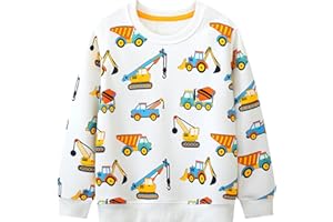 JinBei Sweatshirts Bébé Garçon Pulls Enfant Coton Casual Manches Longues T-Shirts Sport Sweat Col Rond Tops Cartoon Animal Imprimé Ecole Automne Hiver Printemps Vetements 2-7 Ans