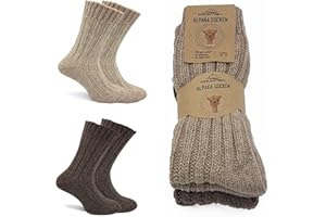 MOUNTREX® Alpaka Socken, Wollsocken für Damen und Herren - Wintersocken, Warme Haussocken, Thermosocken - Dick - 2 Paar