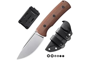 Petrified fish PFP01F Cuchillos de hoja fija 3,62 inch N690 Cuchilla de acero, Cuchilla de lavado de piedra, Campamento de cuchilla fija EDC al aire libre (Brown Micarta)