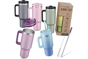 My Vesperbox® Trinkflasche mit Strohhalm KINNY CUP [500ML] - Trinkbecher Deckel - Thermobecher - Trink Becher - Tumbler Cup - Thermosflasche - BPA-frei, Auslaufsicher & Spülmaschinenfest