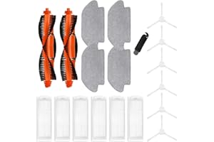 MIRTUX Pack de Accesorios para Robot Aspirador XIAOMI Vacuum S12 - Kit de Recambios Completos - Incluye 2 Cepillos Principales, 6 Filtros, 6 Cepillos Laterales, 4 Mopas y 1 Herramienta de Limpieza