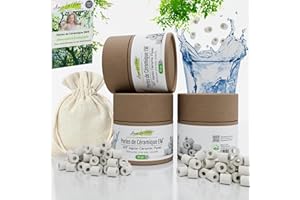 Aimez La Nature 35 Perles de Céramique EM® Avec Joli Pack Ecologique et Sachet Coton Certifié Bio, Purificateur Naturel Eau Robinet, Filtration Eau pour Carafe Bouilloire Lave Linge Lave Vaisselle