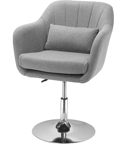 Sedia poltroncina lounge girevole HWC-F19 metallo cromato ecopelle grigio