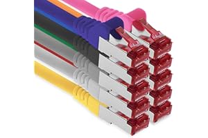 1aTTack.de - 10 x 0,25 m CAT6 kabel krosowy S/FTP PIMF ekranowanie CAT.6 RJ45 kabel sieciowy kabel Ethernet DSL LAN router modem przełączający panel krosowy - 10 kolorów
