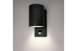 Ledvion Colorado, lampa ścienna LED na zewnątrz z czujnikiem, czarna, lampa ścienna, lampa zewnętrzna, czujnik ruchu, oprawa G10, IP54