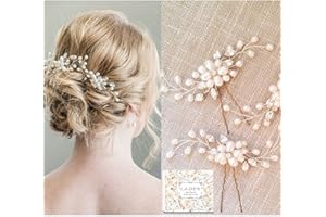 LADES Bridal Hair Pins - 3pcs Fashion Retro Elegant Ladies Pearl Rhinestone Hair Accessories for Wedding Bridal Jewelry Bridal Hair Accessories Headpiece Wedding Accessories (3PCS)