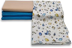 Virginia Tex Juego de 3 telas de algodón de 60 x 150 cm Tex Standard 100 waffle pique y 2 x tela de algodón por metro, 100 % algodón, color azul