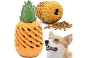 Youngever Juguetes para Masticar Perros, Masticar Perro Pelota, Juguetes para Limpiar Dientes Perro, Recuperar, IQ Treat Dispensador de Comida para Perros (Medium Piña)