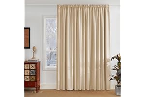 PONY DANCE Cortinas Aislantes Termicas Cortinas Dormitorio Opacas Cortinas Salon para Riel Cortinas Ventanas Grandes Blackout Curtains Cortinas 3 Metros, 1 Pieza, 300x260 CM, Beige Oscuro
