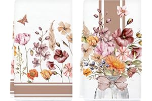 Tarklanda Strofinacci Cucina Autunno, Canovaccio Cucina Autunnali Fiori Asciugamani da Cucina per Cucine Domestiche per Natale e Giorno del Ringraziamento 2 Pezzi 40 x 60 cm