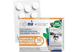 Caffenu Sage & Breville Coffee Machine Cleaning Tablets 10 Pack x 1.4g | Espresso Machine Cleaning Tablets Clean Internal Parts, Portafilter, Inaccessible Areas | Used With Descaling