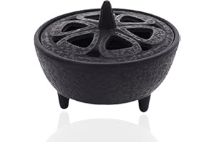 NBBENG Lotus Flower Incense Burner, Cast Iron, Multifunctional Aromatherapy Incense Holder for Sticks, Resin, Cone, Office, Yoga, Living Room Decoration