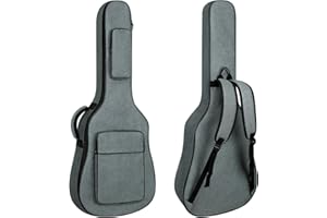 HOHIYO Guitar Bag，39 40 41inch Acoustic Guitar Gig Bag,0.47in Thick Padded Guitar Case Waterproof with Two Pockets Adjustable Shoulder Strap,Neck Protector Pillow Pad,Gray