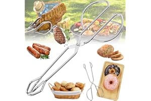 Brateuanoii Pinces Ciseaux Cuisine, Acier Inoxydable Pinces Ciseaux Barbecue, Alimentaire Pinces À Ciseaux, Ciseaux Pince à Pain, Pince à Ciseaux Retourner Les Saucisse(Taille: 25,5 x 9,5 Cm)