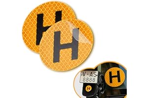 MOZKO Pack x2 Señal H Para Pegar POR DENTRO del Parabrisas - Pegatina Vehiculo Historico Homologada en España para uso Interior/Exterior Reflectante Coche y Moto - Distintivo Vehiculo Historico