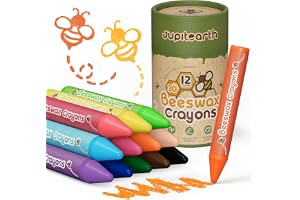 JUPITEARTH Bivaxkritor för småbarn 1–3, jumbo silkeslena kritor, 12 färger | Giftfria och tvättbara kritor, småbarnskritor för barn i åldrarna 4–8, lätt att hålla, röra fri färgning för