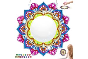 snookids Diamond Painting Spiegel Kinder, DIY Mandalas Spiegel Bastelset Mädchen Spielzeug, Schminkspiegel Mirror Geschenk für Mädchen 6 7 8 9 10 11 12 Jahre