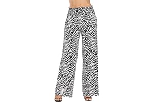 EXCHIC Femmes Décontracté Jambe Droite Boho Yoga Pantalon Élastique Taille Haute Pantalon avec Poches