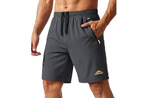 TACVASEN Men's Quick-Drying Training Shorts, Running Shorts, Breathable Sports Shorts with Zip Pockets