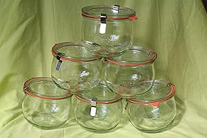 Weck 12 vasetti da 580 ml a tulipano, in vetro completo a tulipano, 1/2 l, 500 ml