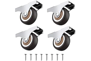 HOLKIE Heavy Duty Castor Wheels for furniture 32mm with Non Swivel Metal Top Plate Silent Rubbered Trolley Wheels Castors set of 4 Holding 45 Kg Ideal for toy chest, Under Bed Storages, File Cabinets