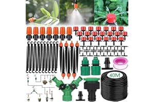 AOXLLK Micro Drip Irrigation Kit, 40m/130ft Garden Irrigation DIY System Garden Irrigation Adjustable Nozzle, Automatic Watering Kits for Garden, Greenhouse, Lawn, Patio,Terrace Plants etc
