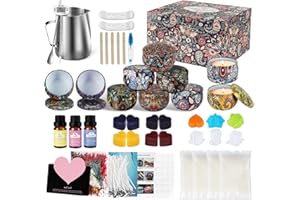 UCAMP Set Candele Fai Da Te,Kit per Fabbricazione Candele DIY con 480g di Cera d'Api,10 Contenitori per Candele,Oli Essenziali,Blocchi di Colore,Pentola per Fusione,Stoppini,accessori per candele,ecc