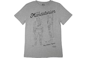 POPGEAR Star Wars The Mandalorian Action Figure T-Shirt, Kids, 5-15 Years, Grey, Official Merchandise