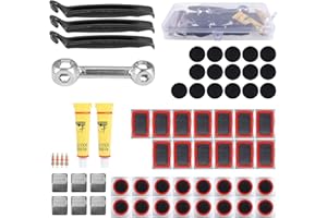 FINEASY 63Pcs Puncture Repair Kit Bike Tyre, Puncture Repair Patches with Portable Storage, Suitable for Road Bike, motorcycles, ATV Commuter Bikes, Mountain & BMX Bikes