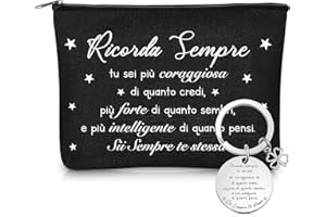Xuniea Set Regalo Ispiratore per Donne Includi Borsa Cosmetica e Portachiavi Motivazionale Pochette con Frase per Collega Amico Idee Regalo Motivazionale per Dimissioni Compleanno Natale