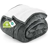 Utopia Bedding Flannel Fleece Reversible Blanket - (Grey, 150 x 200 cm) | Throw Blanket for Sofa, Reversible Soft Fleece Blan