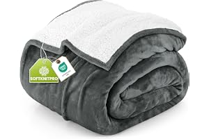 Utopia Sängkläder Sherpa filt [Grå, 228x259 cm] - 480 GSM Tjock varm fleece vändbar filt för säng, soffa, soffa, camping och