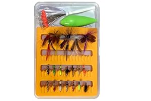 ‎DAYUYUE DAYUYUE 18-teiliges 19-teiliges Fliegenfischer-Mix-Set, Zubehör 102 Stück in Kunststoff-Angelgerätebox enthalten