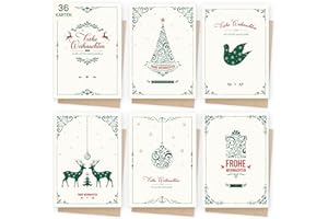 AmzLinkal 36 Weihnachtskarten mit Umschlag set, A6 Christmas Falzkarten mit Einzigartigem Spruch, Neujahrskarten 2025 für Familie, Freunde, Kollegen & Geschäftskunden