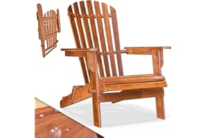 Casaria Adirondack Acacia Bois Max 160kg Résistant aux intempéries Pliable Accoudoirs Chaise Longue Balcon 84x69x94cm Chaise en Bois Ergonomique