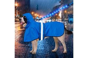 Weesiber Dog Coats Waterproof - Adjustable Dog Raincoat with Reflective Strip, Lightweight Rain Jacket for Small to X-Large Dogs (X-Large, Blue)