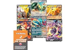 FRIKI MONKEY Lot de 2 Cartes Pokémon Jumbo XXL - Lot de 2 Cartes Pokémon GX VMAX Mega V - Officielles Pokémon - Langue Anglaise.