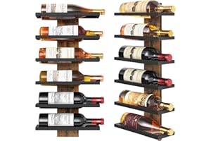 FAVOOSTY Botellero de Pared, Botellero Vertical, Estante para Botellas con 6 Niveles, 6 Botellas de Vino, Soporte para Botellas, Estante de Metal para Botellas de Vino, para Comedor, Bodega, Negro