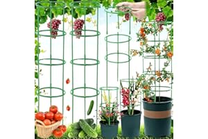 Weploda 100 Stück Tomaten Rankhilfe, Rankhilfe Garten Mit Verstellbarer Höhe, Pflanzen Rankhilfe, Gurken Rankhilfe, Blumenstütze, Pflanzenstütze für Kletterpflanzen(50 Ringe + 50 Stangen)