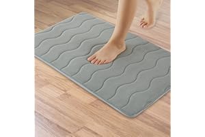 CAROMIO Bath Mat 50 x 80 cm, Non-Slip Memory Foam Bathroom Mat Super Absorbent Water,Machine-Washable, Super Soft Bathroom Floor Mat,Grey