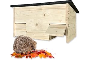 GARTENETAGE Igel-Futterhaus wetterfest mit Rattenklappen – Futterstation für Igel aus Holz mit Schutz vor Katzen, Ratten & Regen – Igelhaus für Garten, naturnah & robust