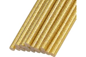 Rebower Caliente Pegamento Palos Mini Adhesivo Caliente Derretimiento Pegamento Pistola Palos, [para Artesanía, DIY, Tarjetas Creación] - 0.27" x 4"/Brillante Dorado/16uds