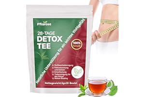 PFLAROSA Detox Tee zum Abnehmen, 28 Stück abnehmentee entgiften, Bauchfett verbrennen, Reduziert Blähbauch, Natürliche Kräutermischung mit Oolong, Grünteeextrakt, Mate, Ginseng, Vegan, Allergenfrei