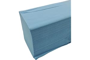 DSTOCK60 - Essuie-main enchevêtré Papier pliage en W bleu - Ouate de Cellulose - 2 épaisseurs - 22 x 35 cm - Carton de 3750 feuilles